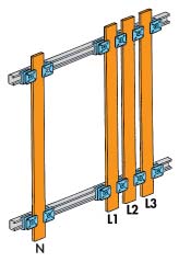 realizzare con: ALP 2000 profilo in alluminio lunghezza 2000 mm + SI ALP-B blocchetti isolatori -