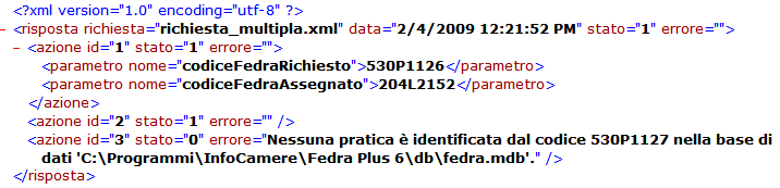 xml, il nodo <richiesta/>, deve essere corredato da due attributi obbligatori: software = nome dell applicazione cliente che ha compilato la richiesta; data = data di compilazione della richiesta,