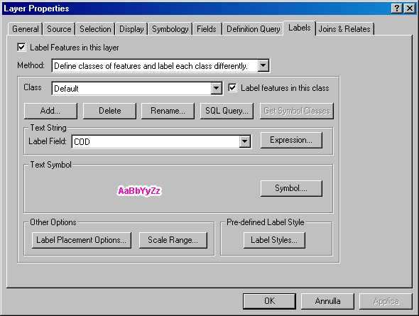 Rename per modificare il nome della classe proposto che in partenza è Default e Add per aggiungere i nomi delle altre classi) e settare tramite SQL Query sugli attributi quali elementi rientrano