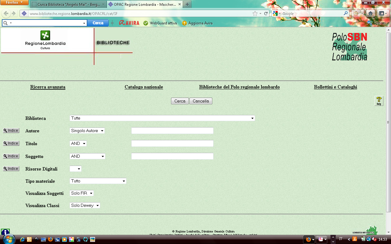 Si tratta dell'opac della Regione Lombardia.