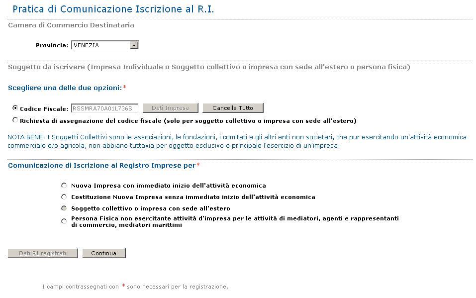 - Dopo la scelta si prosegue selezionando il bottone Continua. 3.1.