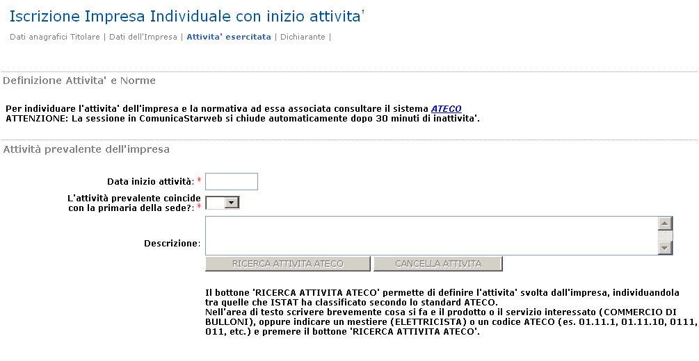 Per dichiarare la presenza di ulteriori localizzazioni diverse dalla sede (unità locali) si utilizza il bottone Inserisci UL : per ogni nuova unità locale si apre una pagina web secondaria dove è