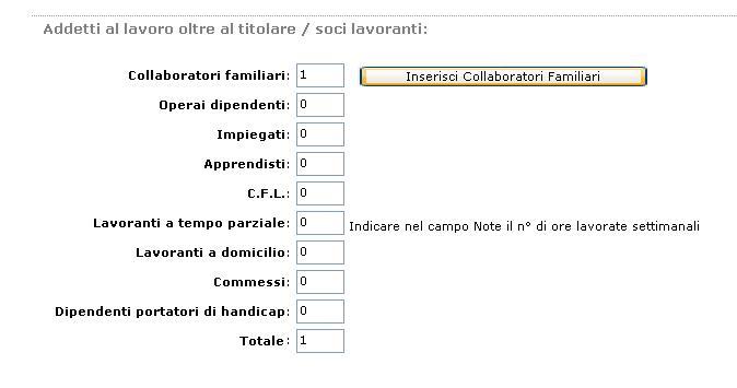 La sezione Addetti al lavoro aiuta ad individuare il rispetto dei limiti dimensionali sul numero di dipendenti imposti dalla legge quadro per l artigianato n.443/1985.