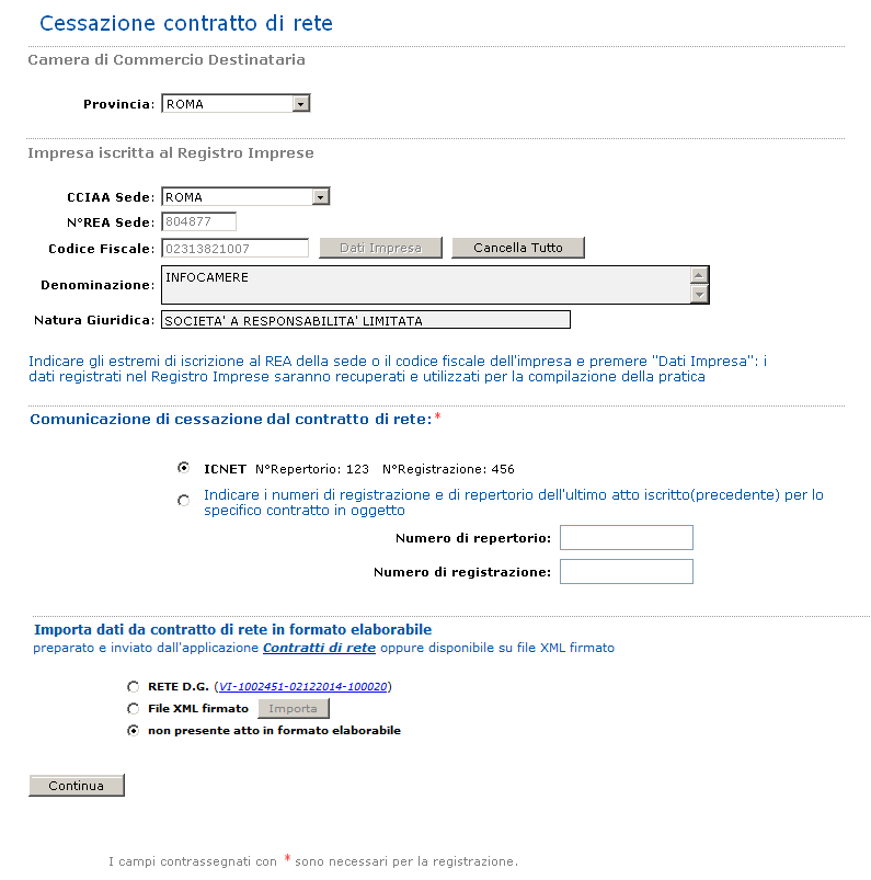 Atto/Fatto valorizzato a CONTRATTI DI RETE. 5.