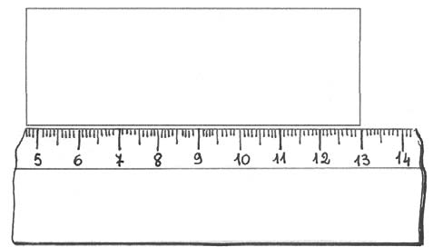 14 SNV 2009-2010 classe V primaria D21. Giovanni vuole misurare il lato maggiore del rettangolo rappresentato qui sotto, ma il suo righello è rotto. Lo posiziona nel modo che vedi.