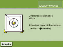 Per avviare il livellamento basta premere un solo tasto oppure se è attivata la funzione isocal la bilancia lo avvia automaticamente.