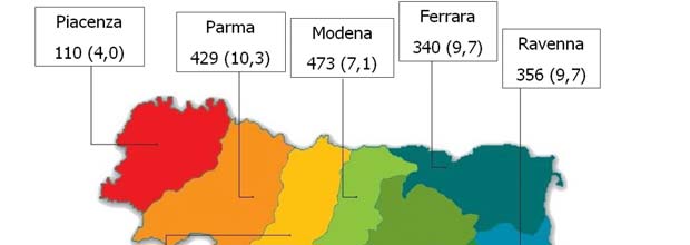 Distribuzione geografica La figura 1 riporta il numero di episodi epidemici di MTA avvenuti nel decennio osservato, distinto per Azienda Usl di notifica.