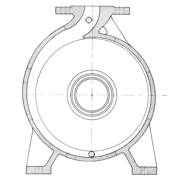 idraulico della girante nel piano meriano (r, z), mentre in figura 19 è riportata una sezione della voluta. Fig.
