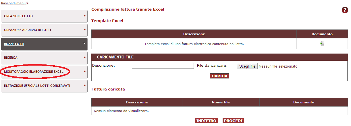 Può essere associato a una fattura un solo template excel. Il template prevede la possibilità di compilare di un massimo di 30 linee di fattura.