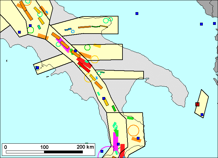 verso l Appennino la zona 56 di ZS4, modificata in 928 nella presente proposta. Tale zona include così parte dei terremoti che prima ricadevano nella zona 57.