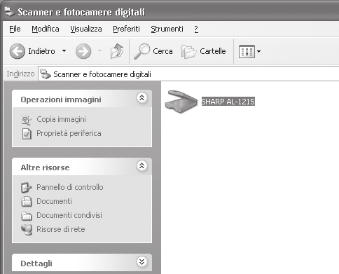 Scansione a partire da "Procedura guidata scanner e videocamera" (Windows XP) La procedura di scansione mediante "Procedura guidata scanner e videocamera" in Windows XP viene spiegata di seguito.