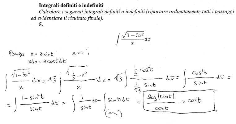 (Emanuele) L'integrale viene affrontato qui con la sostituzione È$B œ sin>, che è quella che serve in generale per trattare la radice È " $B.