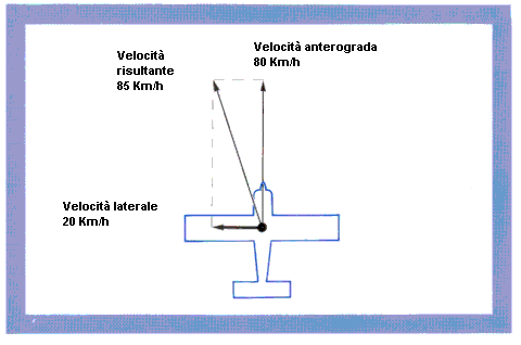 Nell'esempio illustrato dalla figura 33, l'aereo sta scivolando d'ala verso sinistra ed il sentiero di discesa si trova 18 a sinistra del muso.