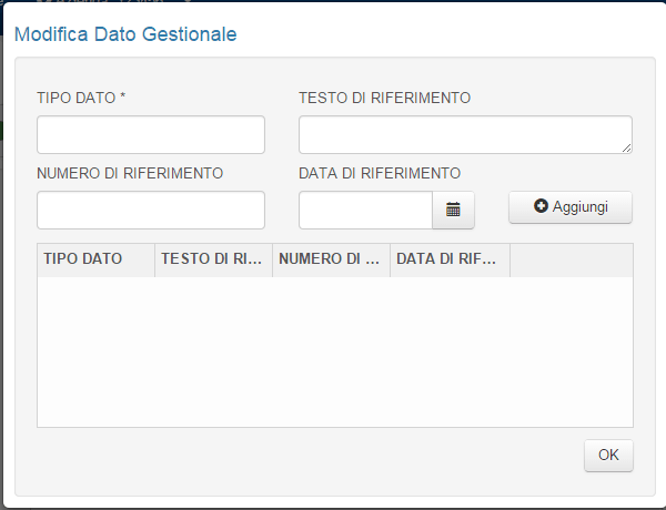 Figura 55 Per terminare l inserimento dei dati gestionali cliccare il tasto OK.