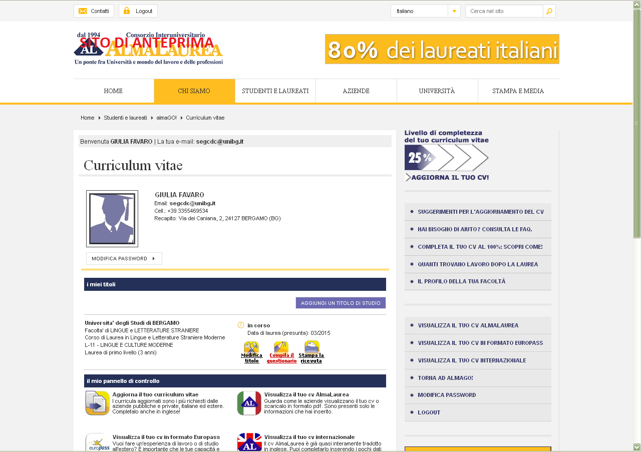 Clicca su Logout e torna