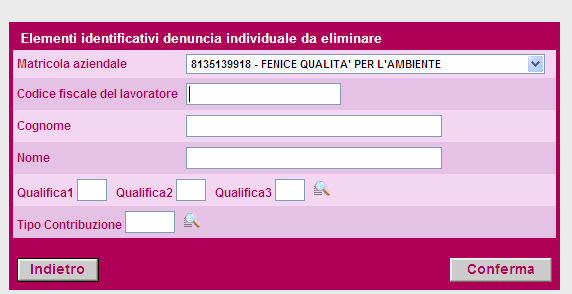 del lavoratore è da eliminare, e facendo molta attenzione ad inserire i corretti Criteri Univoci da selezionare per l Eliminazione.