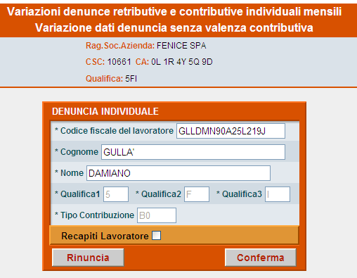 variati avendo selezionato l opzione Variazione senza valenza contributiva.