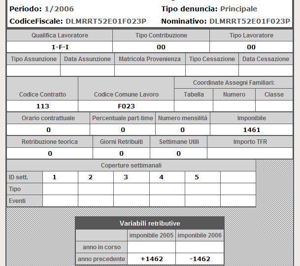 Codice Errore: Z009 > VARIABILI RETRIBUTIVE: IMPONIBILE E TIPO VARIAZIONE INCOMPATIBILI CON IMPONIBILE DENUNCIA.