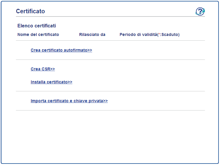 Certificato digitale per PDF firmato Come installare il certificato nella macchina 4 Quando si riceve il certificato da una CA, eseguire le seguenti procedure per installarlo nel server di stampa.