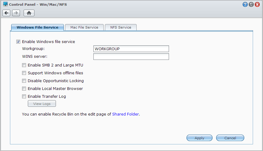 Capitolo Impostazione della condivisione dei file Capitolo 7: 7 Synology DiskStation può diventare il centro di condivisione file in Intranet oppure in Internet, permettendo agli utenti di accedere