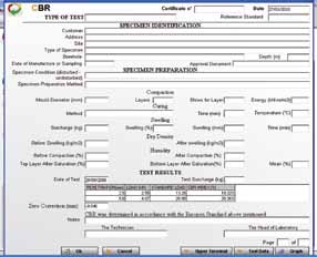 elaborazione dati per prova Marshall (vedi pag 258) Software di acquisizione ed elaborazione dati per prova CBR Software di acquisizione ed elaborazione dati per prova