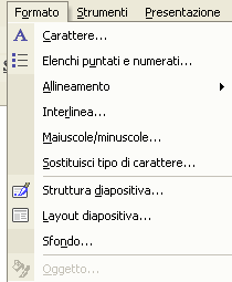 Formati: introduzione 4 Formati: introduzione Abbiamo costruito una presentazione di 6 diapositive, e cambiato l ordine di una di esse. Ora dobbiamo lavorare sulla grafica, ovvero sui formati.