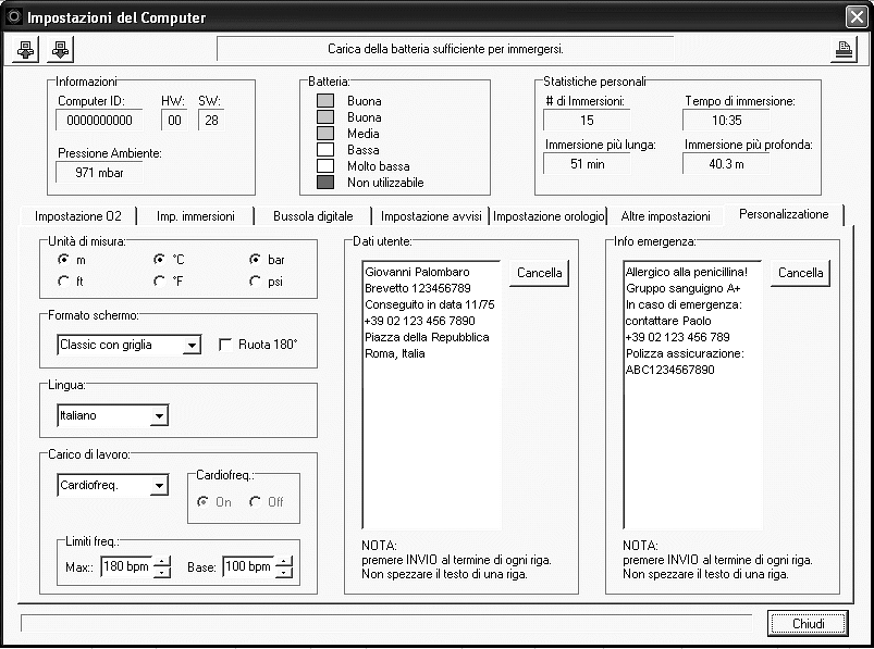 4. Galileo e SmartTRAK (interfaccia PC) 4.2 Modifica delle impostazioni È possibile modifi care e rivedere tutte le impostazioni descritte nel Capitolo 2 comodamente dal proprio PC.