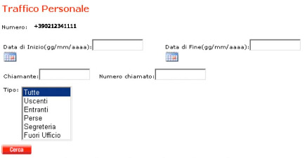 3.2 Dettaglio Chiamate (IP-Phone) Phone) Con questa funzionalità è possibile visualizzare tutto il tuo traffico, distinguendo tra il traffico personale e quello effettuato con numero di servizio.