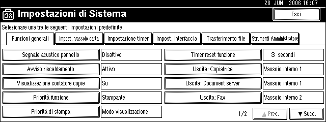 Display informativo Il display informativo mostra lo stato della macchina, i messaggi di errore, e i menu delle funzioni. Le voci delle funzioni visualizzate fungono da tasti di selezione.