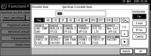 Impostazioni fax Programmazione di un destinatario finale Questa sezione spiega come programmare un destinatario finale.