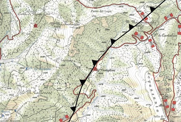 Fig. 39 - Direzione del sovrascorrimento di M. Palloroso.