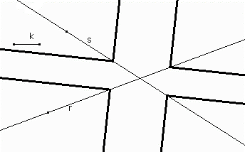 5. Qual è il luogo dei punti P tali che d(p,r) d(p,s) = k? Le costruzioni sono analoghe alle precedenti ove si costruisca X sulla retta contenente il segmento di lunghezza k.