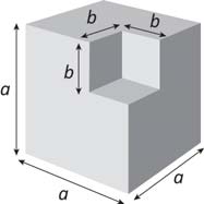 D2. In figura è rappresentato un solido ottenuto da un cubo grande dal quale è stato tolto un cubo più piccolo.