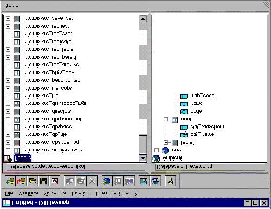 Verrà visualizzata una finestra Tun DB Revamp simile alla seguente. Le tabelle del database reale compaiono nella parte sinistra della finestra.
