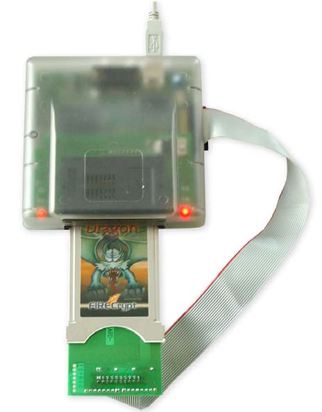 Inserire la Dragon Cam, con dentro la Dummy Card, nel connettore PCMCIA del Cas Interface 3, come da foto; Fig. 11 Cliccare sul bottone.