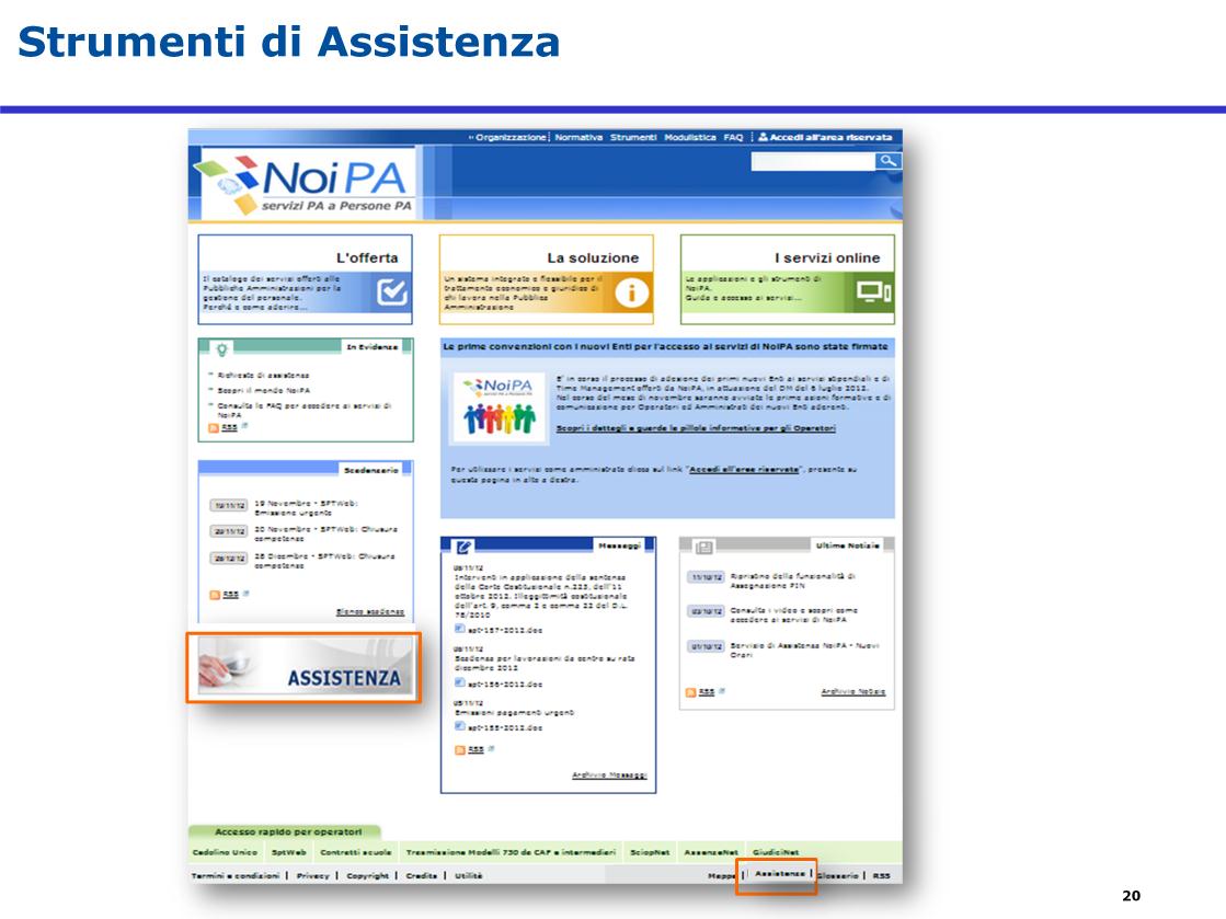 La webform è raggiungibile dalla sezione «Assistenza» presente nella pagina iniziale