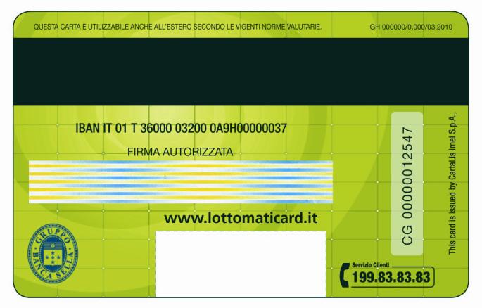 I PRODOTTI CARTALIS LOTTOMATICARD: COME SI PRESENTA CHIP: contiene tutte le informazioni della Carta necessarie per il pagamento.