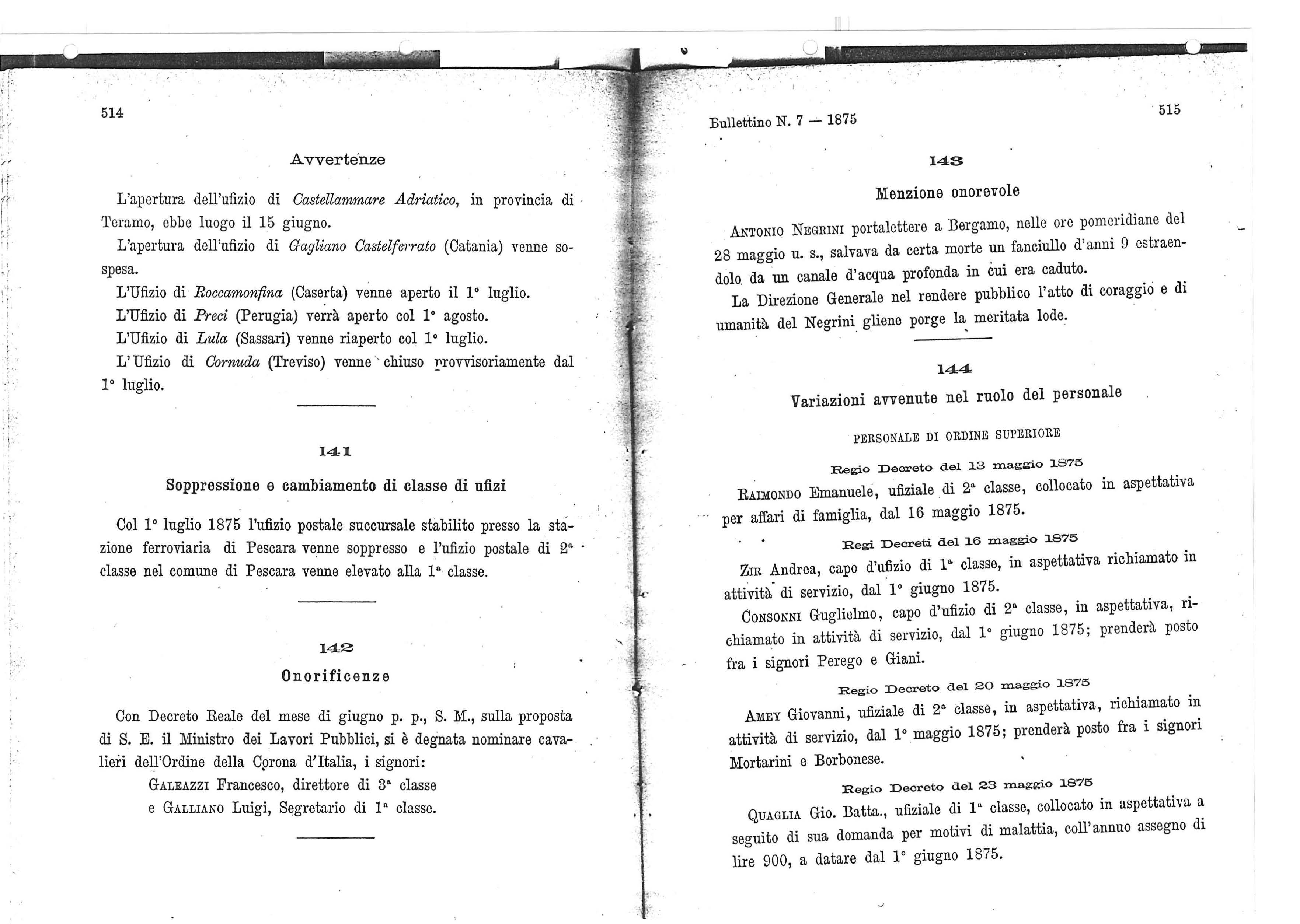 669, NOTIZIE 168. Nuo-vi servizi rurali _,/::.'.,:' attuati nei mei di aprile, maggio e giugno 1875.. #:--. : 4' ',, Provincie Località /. I.