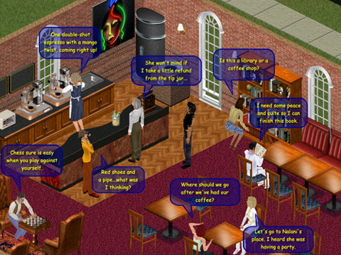 Fig. 1.6 Una schermata di The Sims Online Nel 2003 nasce Entropia Universe (EU), non ufficialmente classificato come MMORPG, ma con diverse caratteristiche proprie di questi ambienti.