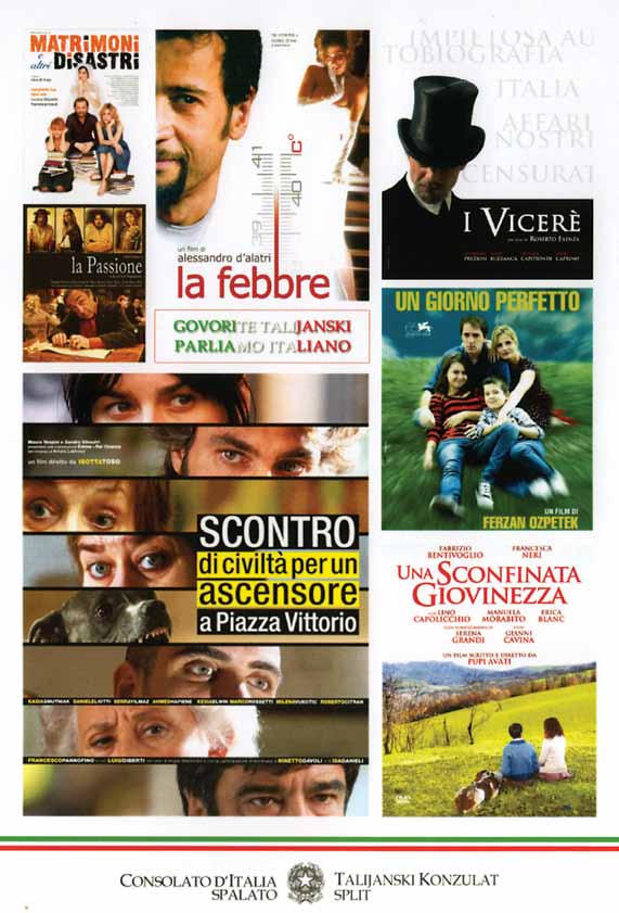 8 Rassegna Cinematografica Kinematografski pregled Su iniziativa del Consolato d Italia a Spalato da giovedì 2 febbraio 2012 e per sette giovedì alle 20.