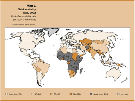Mappa 1 Tasso di mortalità infantile, 2002 Tasso di mortalità