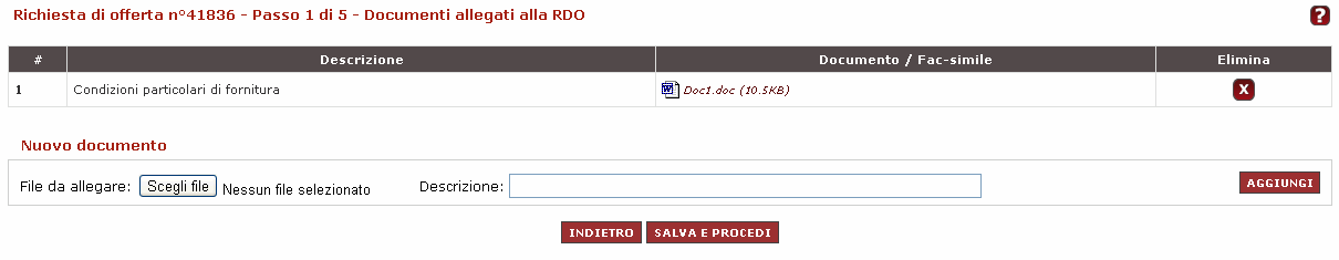 2.2.1. Allega Documenti Per supportare i Fornitori nella predisposizione dell offerta, puoi allegare documenti sia in corrispondenza del passo 1, sia in corrispondenza del passo 2 (per ogni lotto).