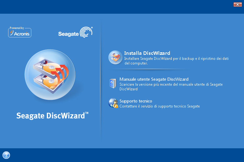 2 Installazione e avvio di Seagate DiscWizard 2.1 Installazione di Seagate DiscWizard Per poter installare il programma, è necessario che sia collegato almeno un disco rigido Seagate/Maxtor.