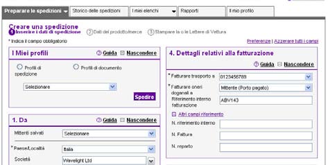 Determinare i dati di fatturazione 1 Nell elenco a tendina Fatturare trasporto a, selezionate la parte che pagherà i costi della spedizione. NOTA!