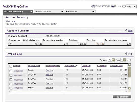 Fatturazione e fatture Il servizio Fatturazione FedEx on-line in fedex.