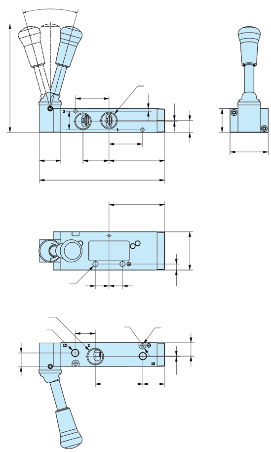 Dimensioni PLDX 3/ Valvole di comando direzionali a leva 3 O 136,5 G1/ (x) 15 30 1 3,5