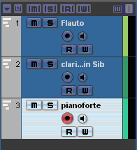 Per prima cosa occorre aggiungere due tracce MIDI, una per il clarinetto e una per il pianoforte, e poi creare le relative parti. Attenzione!