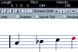 Lo Score Editor Gestione delle alterazioni Quando in partitura sono presenti note con le alterazioni, come nell esempio seguente la scrittura dipende dal contesto musicale ed è decisa direttamente da