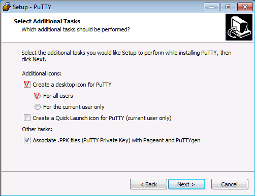 Cliccate su Next Nel caso abbiate un sistema operativo il folder proposto sarà C:\Program Files(x86)\Putty, comunque sia confermate con il