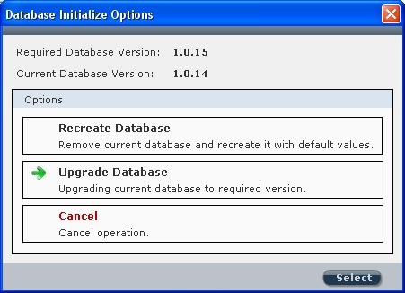 Se il programma è gia presente e si tratta di un aggiornamento apparirà la finestra seguente: Figura 5: Maschera Opzioni Inizializzazione Database 4.